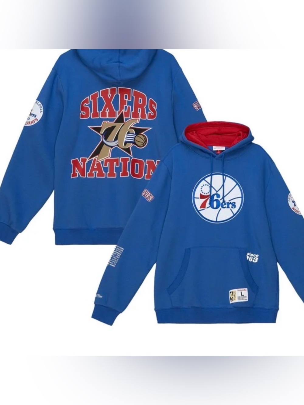 Mitchell & Ness Royal Philadelphia 76ers Team Origins pullover